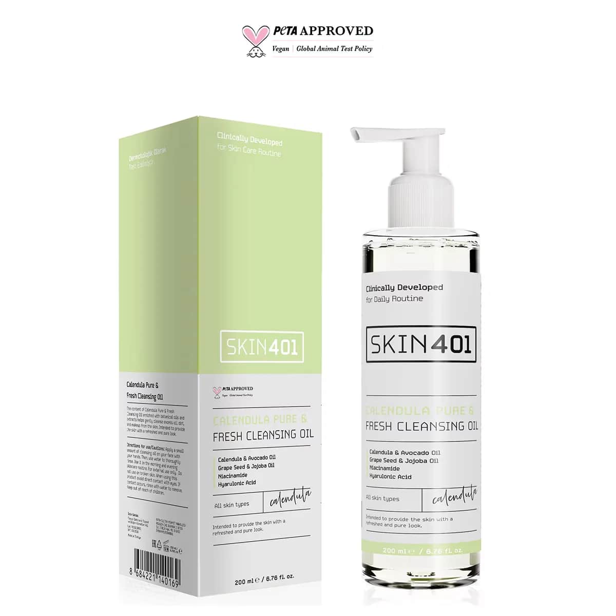 Skin401 زيت التنظيف النقي المنعش من سكين401 كاليندولا 200 مل