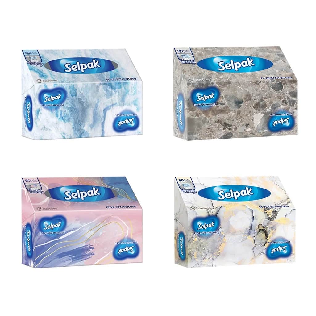Selpak منشفة سيلباك لليدين والوجه 80 قطعة (متنوعة)