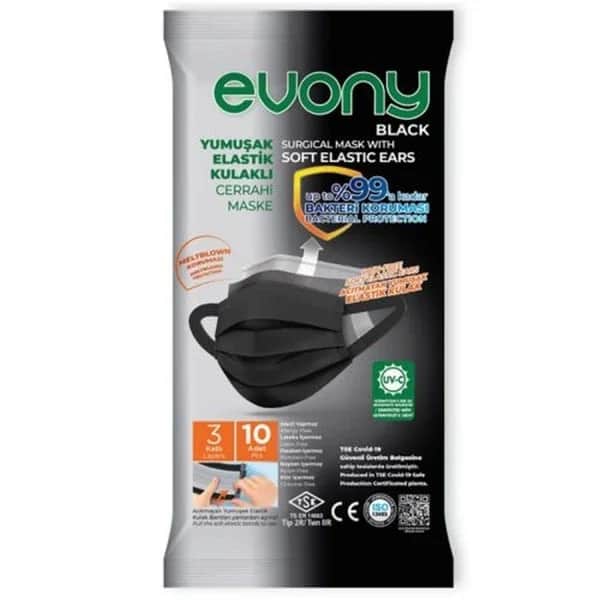 Evony قناع أذن مرن ناعم أسود من إيفوني، 10 قطع