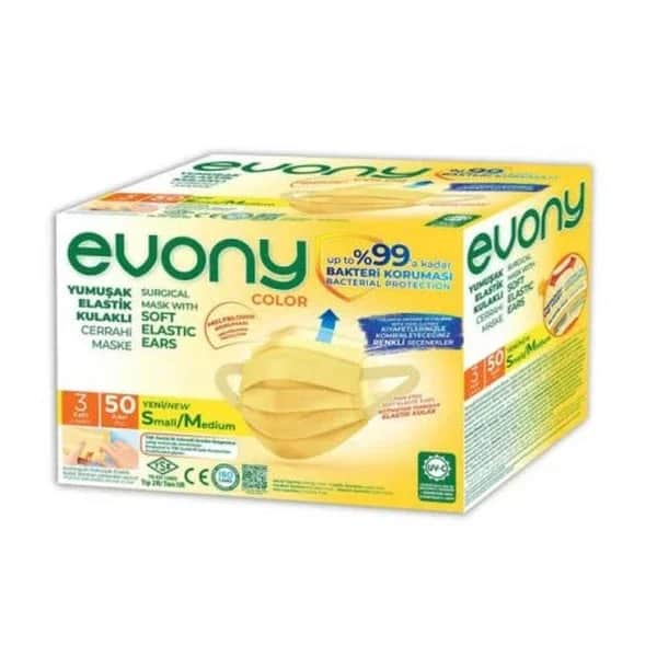 Evony قناع إيفوني 3 طبقات 50 قطعة أصفر