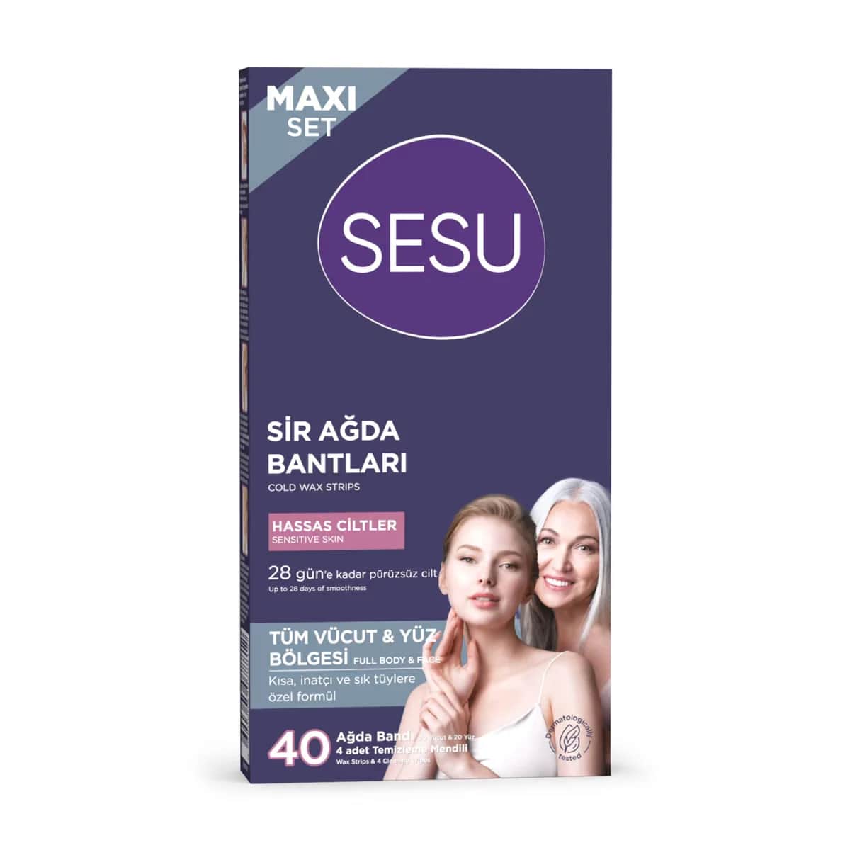 Sesu مجموعة شرائح الشمع ماكسي للبشرة الحساسة من سيسو، 40 قطعة