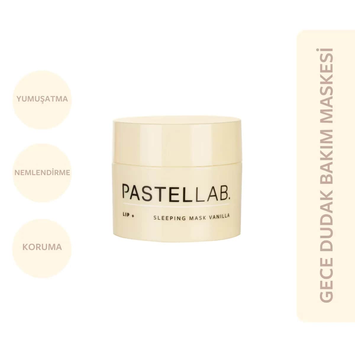 Pastellab باستيلاب. قناع نوم للشفاه، قناع العناية بالشفاه بنكهة الفانيليا