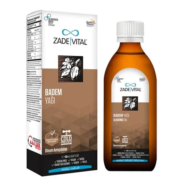 Zade Vital زيت اللوز الحيوي زاده، زجاجة زجاجية، 150 مل