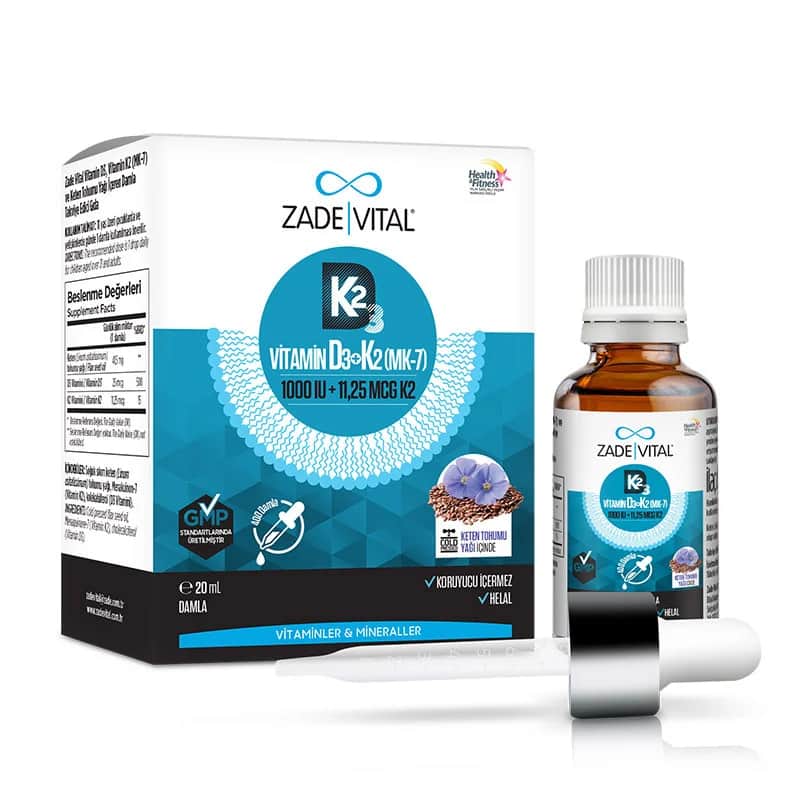 Zade Vital قطرات زاده فيتال فيتامين د3 ك2 وبذور الكتان 20 مل