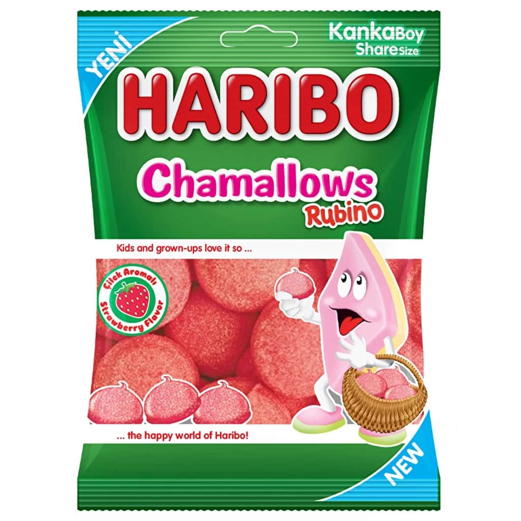 Haribo هاريبو تشامالوز روبينو مارشميلو بنكهة الفراولة 70 غرام