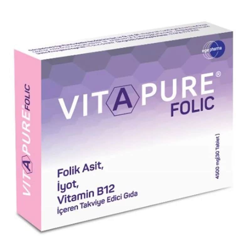 Vitapure فيتابور غذاء مكمل غذائي غني بحمض الفوليك 30 قرصًا