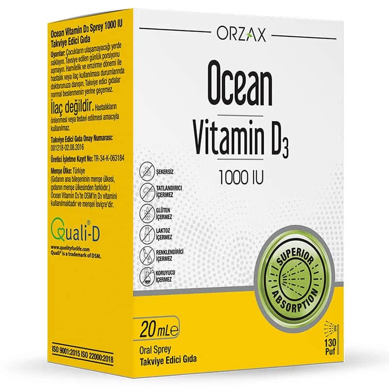 Orzax بخاخ أورزاكس أوشن فيتامين د3 1000 وحدة دولية 20 مل