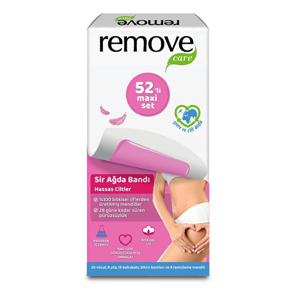 Remove مجموعة شرائط الشمع ماكسي للعناية بالبشرة الحساسة، 52 قطعة