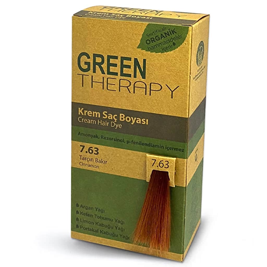 Green Therapy كريم صبغة الشعر جرين ثيرابي 7.63 قرفة نحاسية
