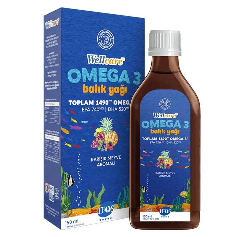 Wellcare زيت السمك الطبيعي ويلكير أوميجا 3 بنكهة الفواكه المختلطة 150 مل
