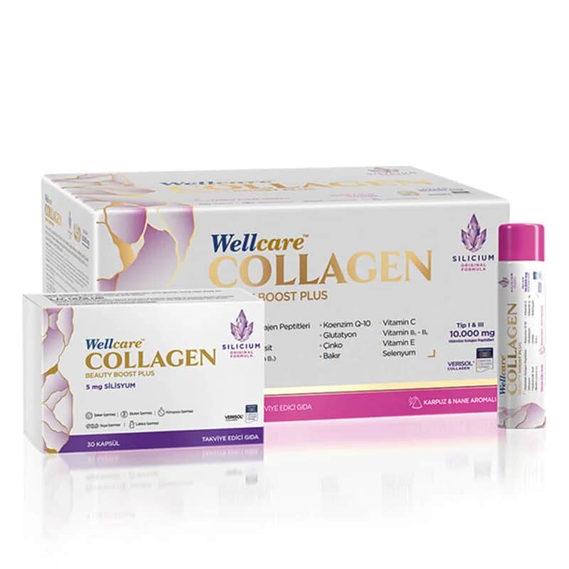 مكمل كولاجين بيوتي بوست 10,000 ملغ 30 أنبوب و30 كبسولة من ويل كير Wellcare