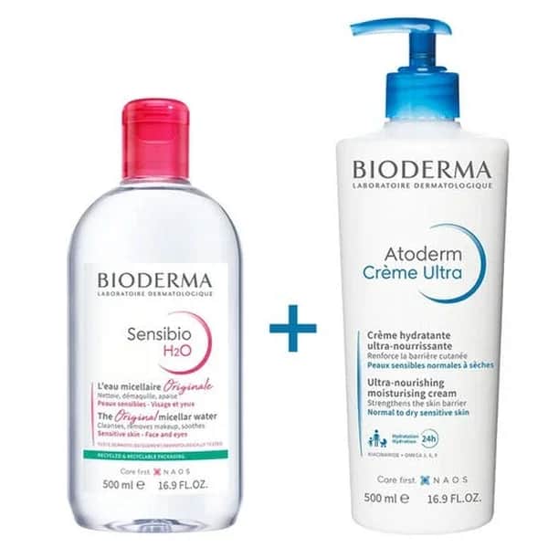 Bioderma مجموعة هدايا بيوديرما أتوديرم ألترا كريم وسينسيبيو إتش تو أو ٥٠٠ مل