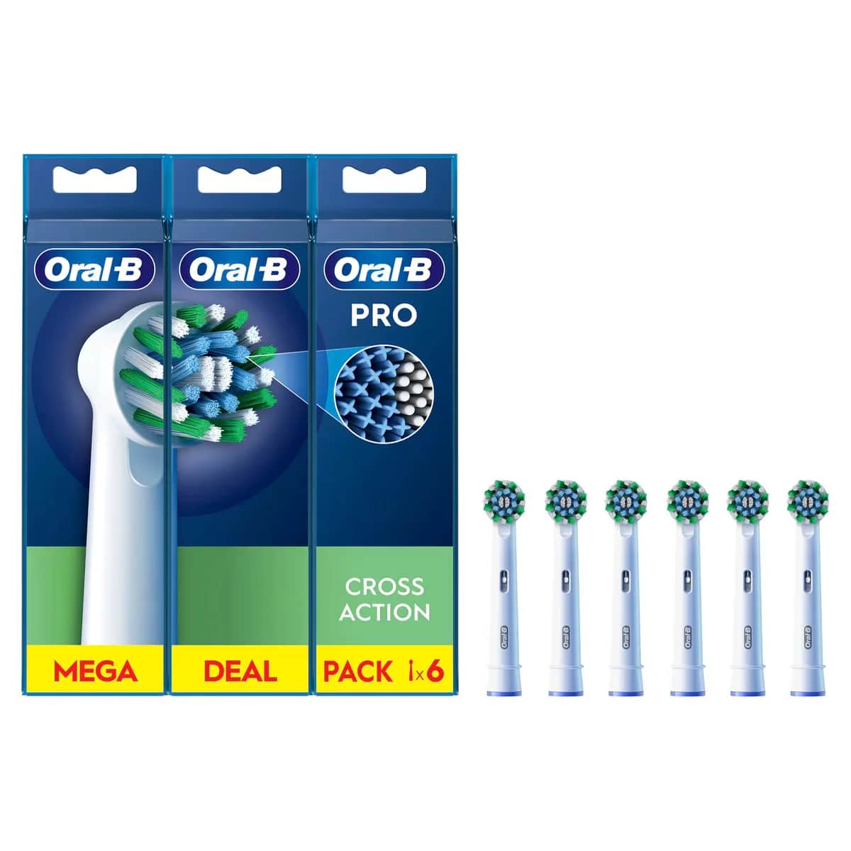 Oral-B رأس بديل لفرشاة الأسنان أورال-بي كروس أكشن، 6 قطع