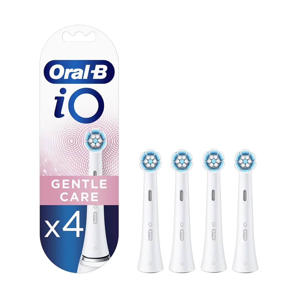Oral-B رؤوس استبدال فرشاة الأسنان أورال-بي آي أو جينتل كير القابلة لإعادة الشحن، عبوة من 4 قطع