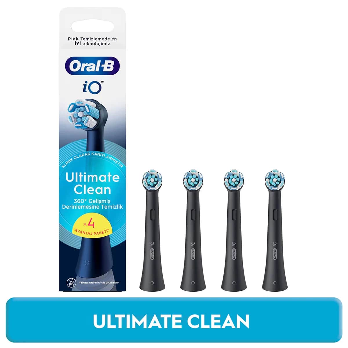 Oral-B رأس فرشاة أسنان أورال-بي آي أو ألتيميت كلين بلاك، 4 قطع