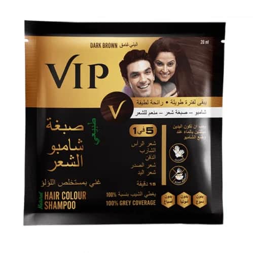 VIP شامبو التخلص من الشيب صبغة الشعر طبيعي من في اي بي ( بني غامق ) عدة احجام