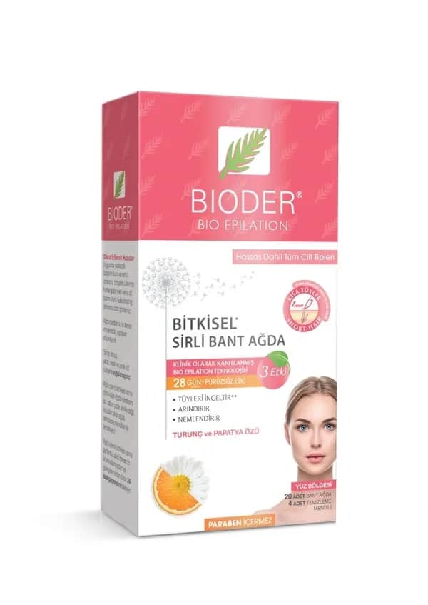 Bioder شريط إزالة الشعر بالشمع من بايودر بالأعشاب لمنطقة الوجه