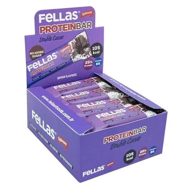 Fellas شريط بروتين الكاكاو المزدوج من فيلاس 32 جرام × 12 قطعة