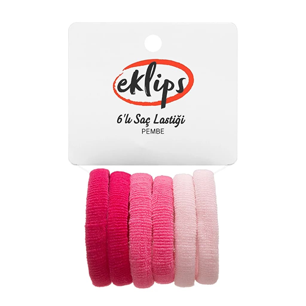 Eklips ربطات شعر مطاطية وردية من إكلبس، 6 قطع
