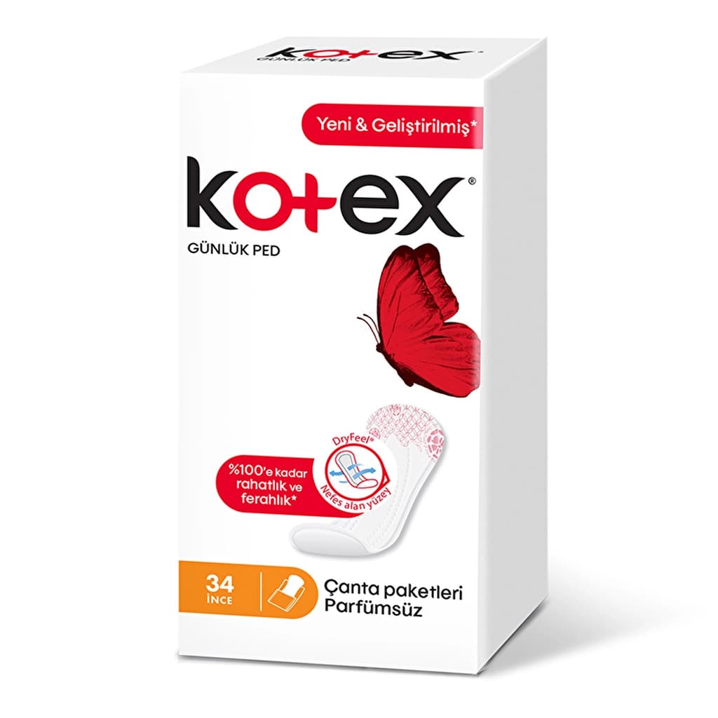 Kotex فوط كوتكس الصحية الرقيقة غير المعطرة ٣٤ قطعة للراحة