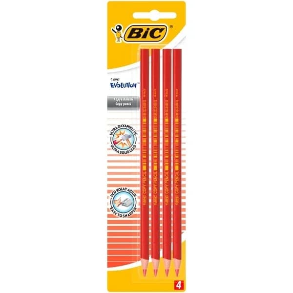 Bic مجموعة أقلام الرصاص الحمراء من بيك إيفولوشن متين ومقاوم للمضغ عبوة من 4 قطع