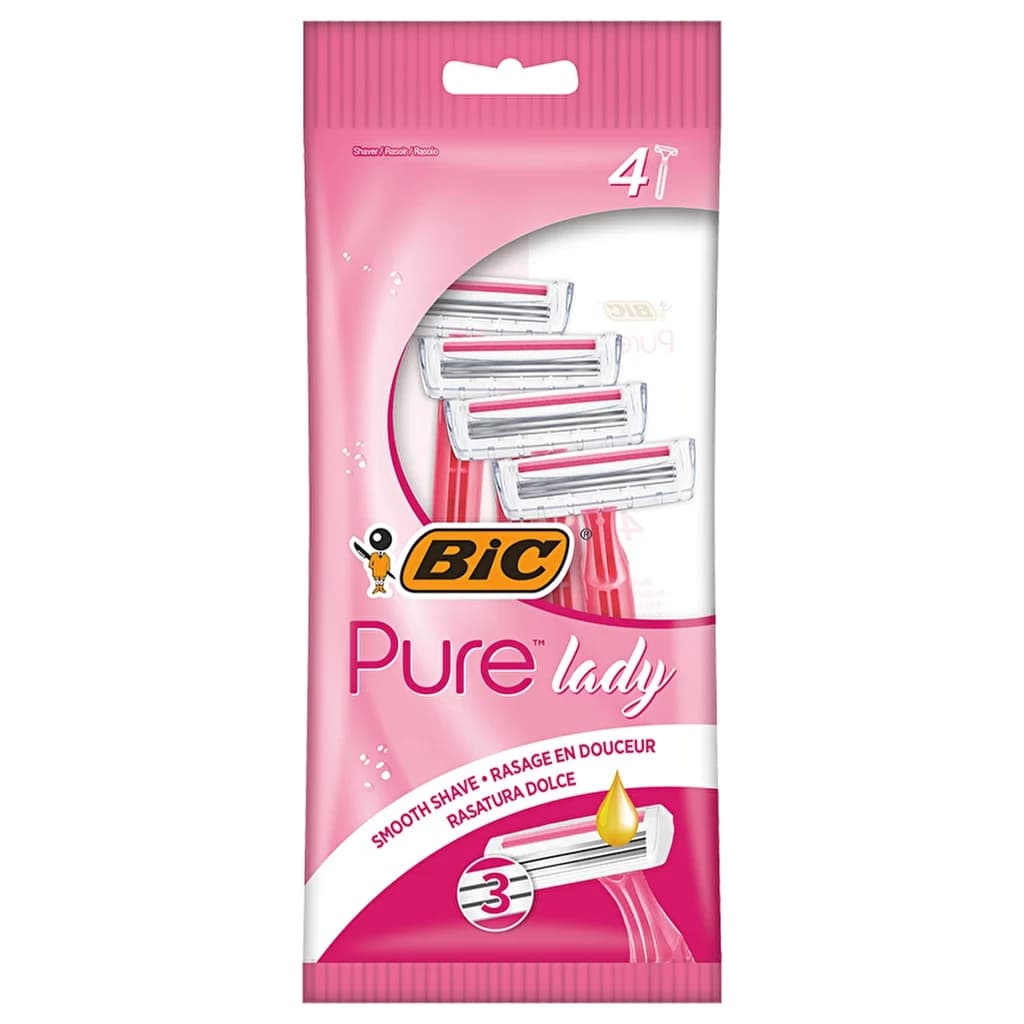 Bic ماكينة حلاقة بيك بيور 3 للسيدات بثلاث شفرات للاستخدام مرة واحدة، عبوة من 4 قطع