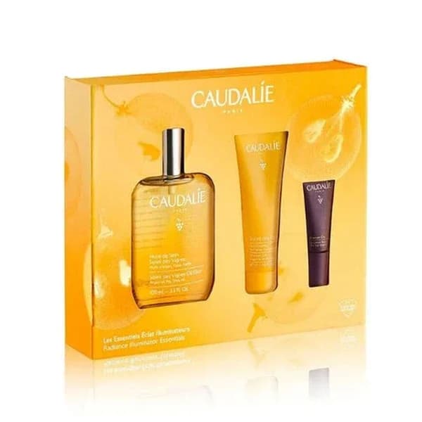 Caudalie مجموعة هدايا كودالي سوليي دي فيني زيت إكسير للتألق