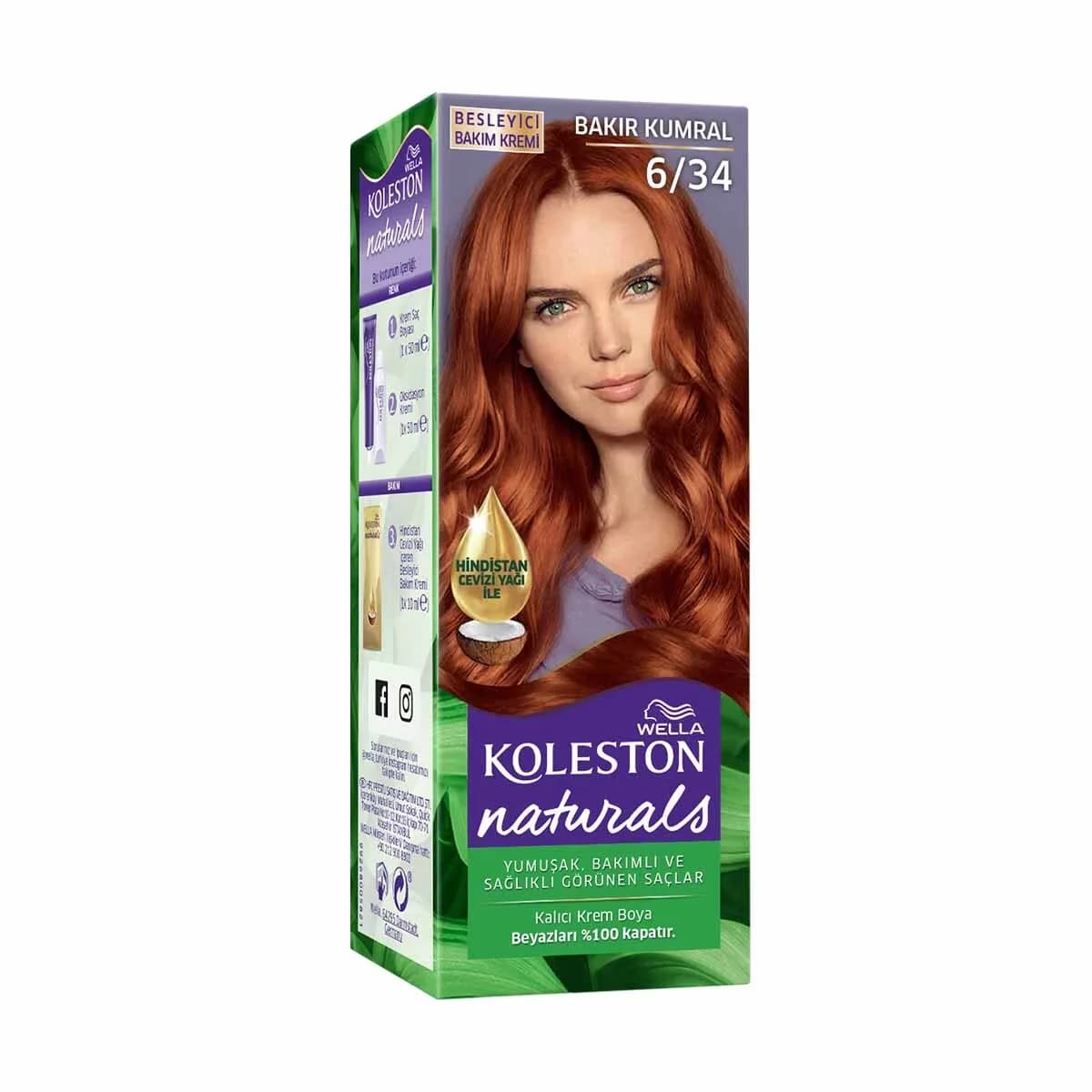 Wella Koleston صبغة شعر ويلا كولستون ناتشورالز نحاسي لامع 6/34