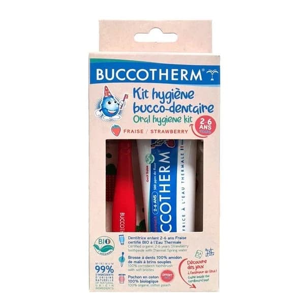 Bucco Therm مجموعة معجون أسنان بوكوثيرم بنكهة الفراولة للأطفال من عمر سنتين إلى ست سنوات
