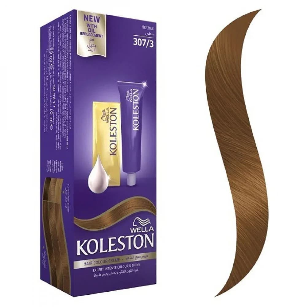 Wella Koleston كريم صبغة الشعر  مع بديل الزيت 307/3 اشقر بندقي من ويلا كوليستون 50 ملليتر