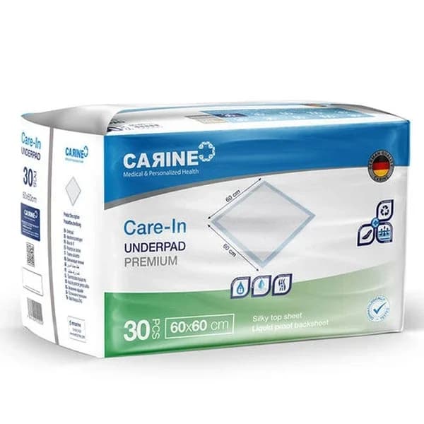 CARINE سجادة تغيير حفاضات كارين بريميوم، 30 قطعة، 60×60 سم، ماصة 1200 مل