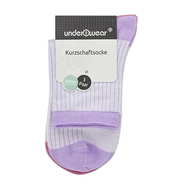 Underwear جوارب قصيرة من القطن العضوي مخططة ملونة 3 أزواج
