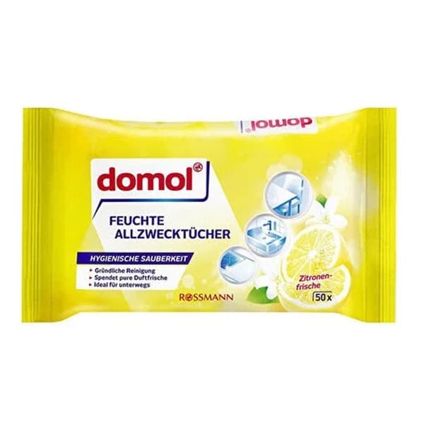 Domol مناديل دومول لتنظيف الأسطح برائحة الليمون، 50 قطعة