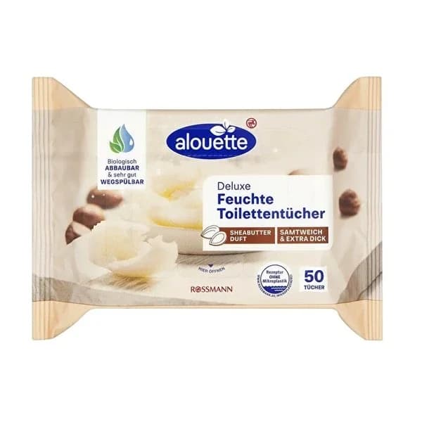 Alouette ورق تواليت مبلل بزيت الشيا من ألويت، 50 قطعة