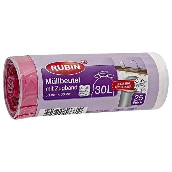 Rubin حبل أكياس القمامة روبين 30 لترًا 50 × 60 سم 25 قطعة