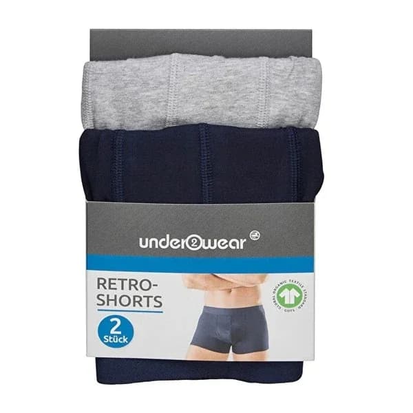 شورتات داخلية رجالية من أندر وير بحجم XXL (عبوة 2) لون أزرق داكن ورمادي Underwear