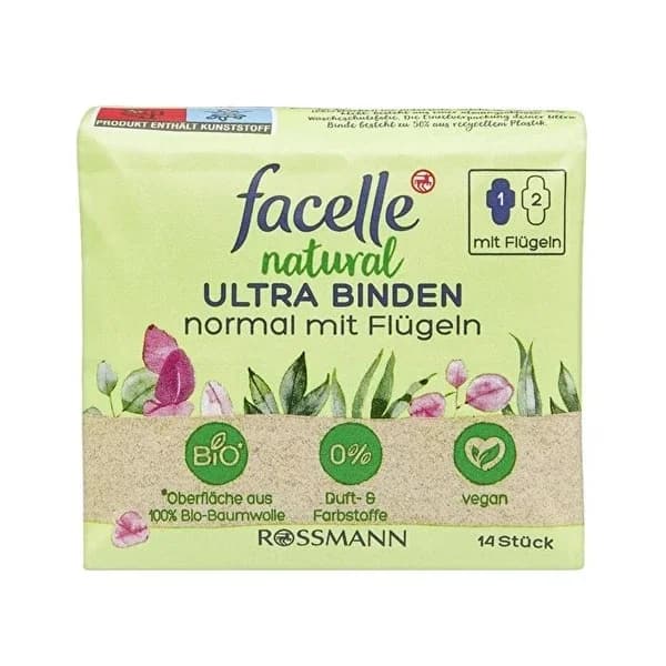 فاسيلي فوط صحية طبيعية عادية مع أجنحة 14 قطعة Facelle