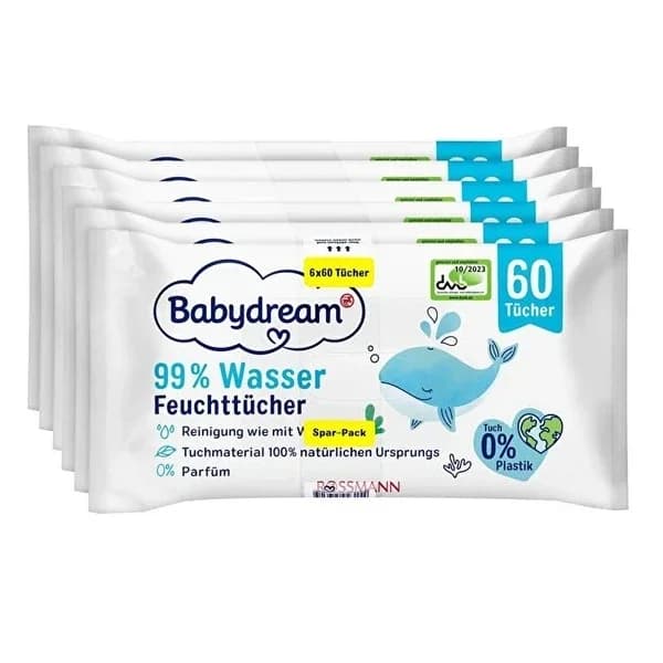 Babydream مناديل مبللة بيبي دريم 99% ماء 6 × 60