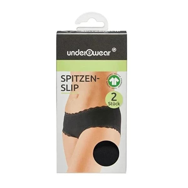 شورت نسائي دانتيل من أندر وير مقاس م 2 قطعة لون أسود Underwear