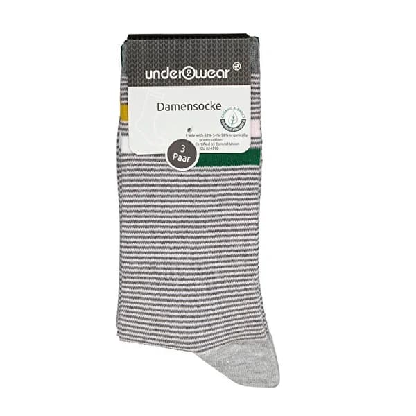 Underwear جوارب مخططة وردية من القطن العضوي، عبوة من 3 قطع، للمقاسات من 35 إلى 38