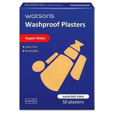 Watsons ضمادات واتسونز المقاومة للماء بأحجام مختلفة، عبوة من 50 ضمادة