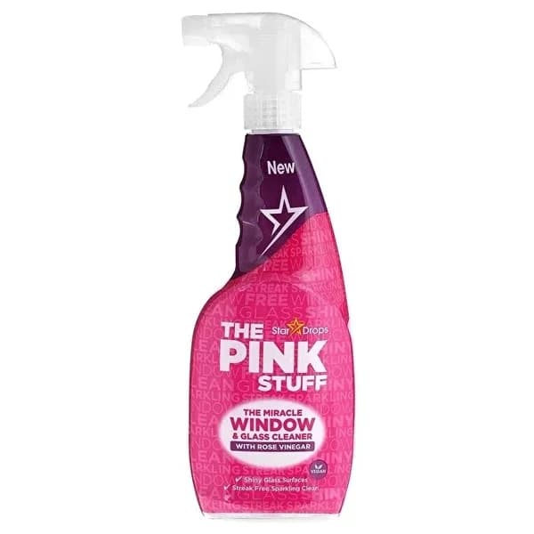 The Pink Stuff منظف زجاج الخل الوردي ٧٥٠ مل لمعان خالٍ من الخطوط