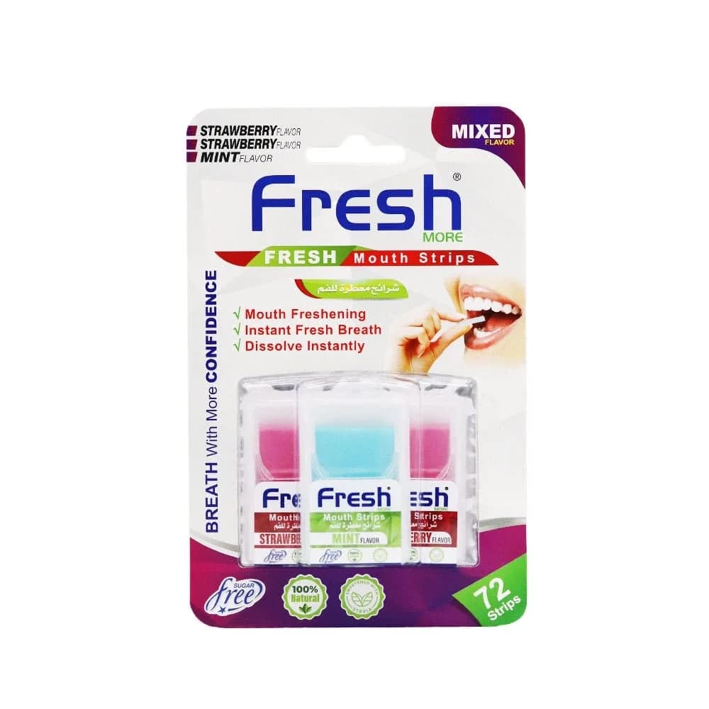 Fresh شرائح معطرة للفم  مور بنكهة الفراولة والنعناع من فريش 72 شريحة