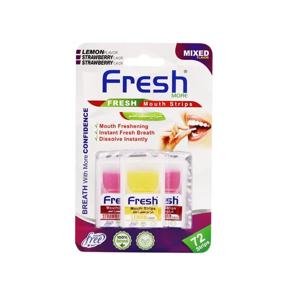 Fresh شرائح معطرة للفم  مور بنكهة الفراولة والليمون من فريش 72 شريحة