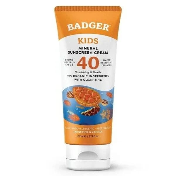 كريم واقي شمس للأطفال بخاخ زنك شفاف SPF 40 87 مل من بادجر Badger