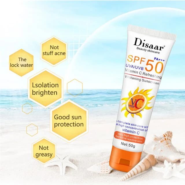 Disaar كريم واقي شمس 50 SPF وتبييض البشرة مع فيتامين سي  من ديسار 50 جرام