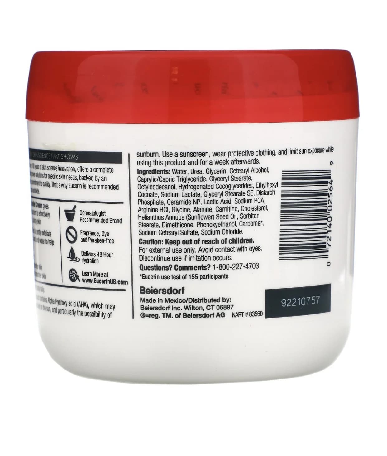 كريم القضاء على الخشونة من يوسرين ، خال من العطور ، 454 جم Eucerin