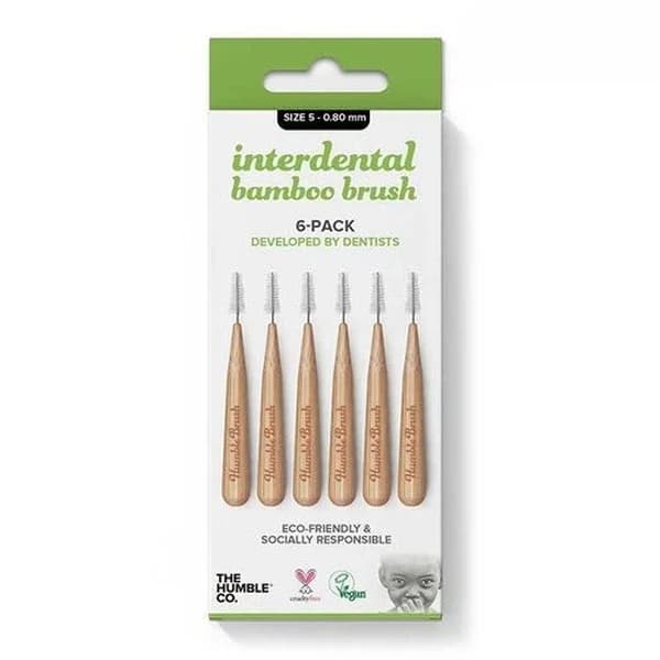 Humble Brush فرشاة أسنان من الخيزران من ذا هامبل كو، عبوة من 6 قطع، 0.80 مم