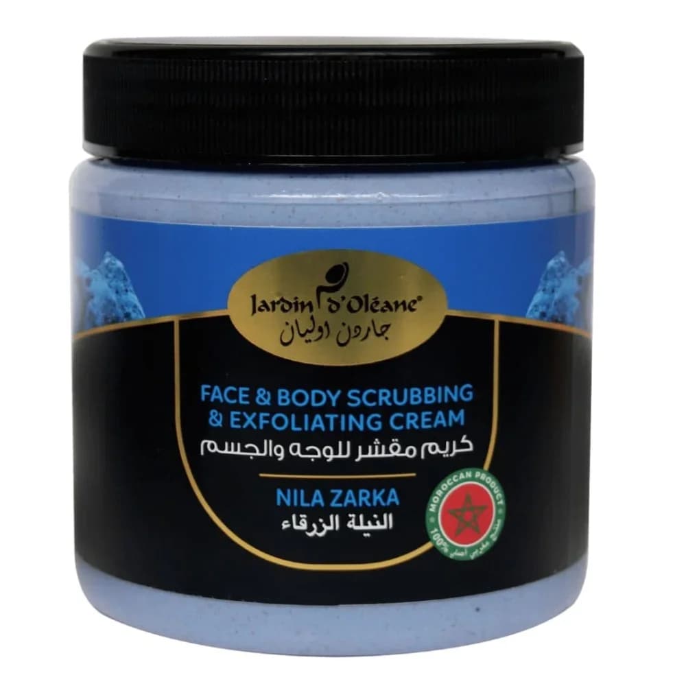 Jardin Oleane كريم مقشر للوجه والجسم بالنيلة الزرقاء من جاردن اوليان 500 جرام