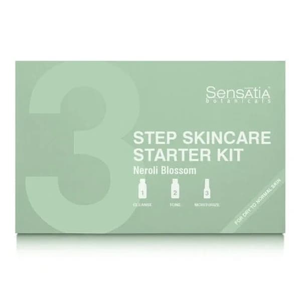 Sensatia Botanicals مجموعة العناية بالبشرة من سنساتيا بوتانيكالز بزهر النيرولي، ثلاث خطوات